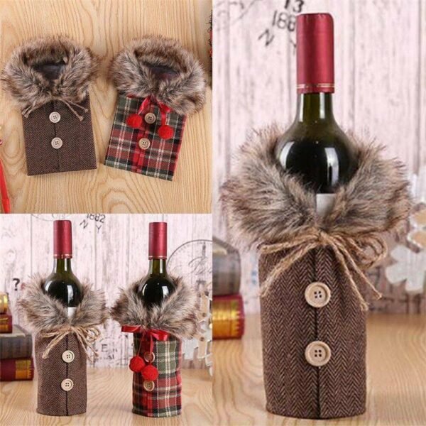Fancy Santa Claus Outfit Christmas Wine Bottle Bag Cover Xmas Table Decor Gift 